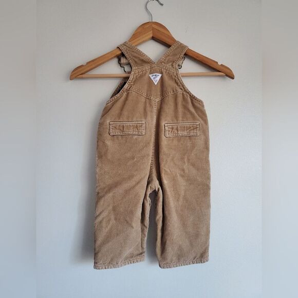 Osh Kosh B' gosh Kids Tan Overalls Flannel Lining Size 12 months - Picture 7 of 10